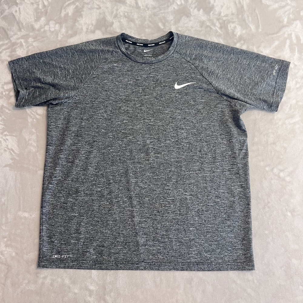 Nike Top Mens Large Gray Heather Swim UPF Outdoor Performance Beach Hiking Surf